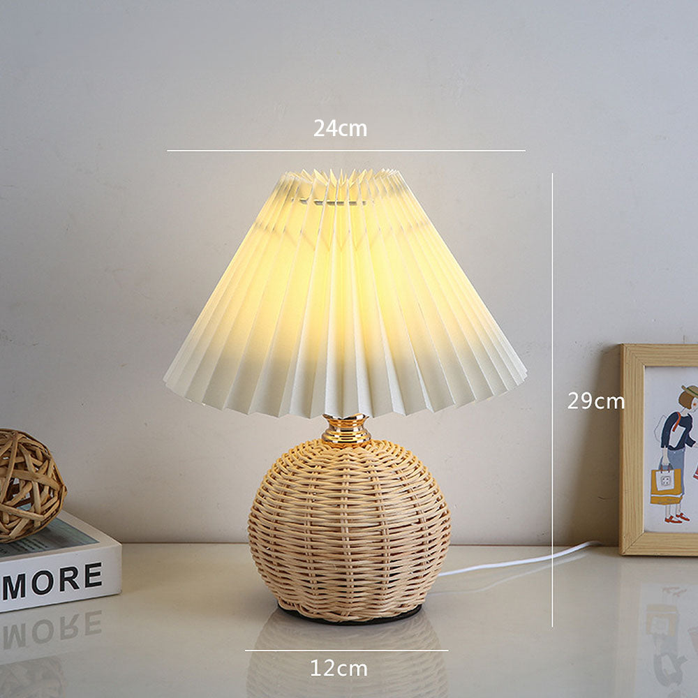 Modern Simple Bamboo Weaving  Bedroom Table Lamps