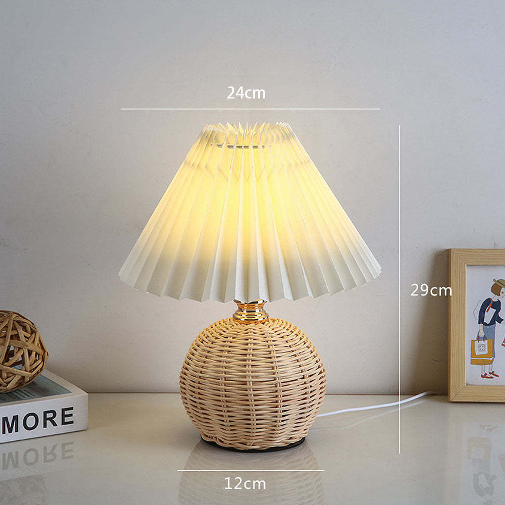 Modern Simple Bamboo Weaving  Bedroom Table Lamps