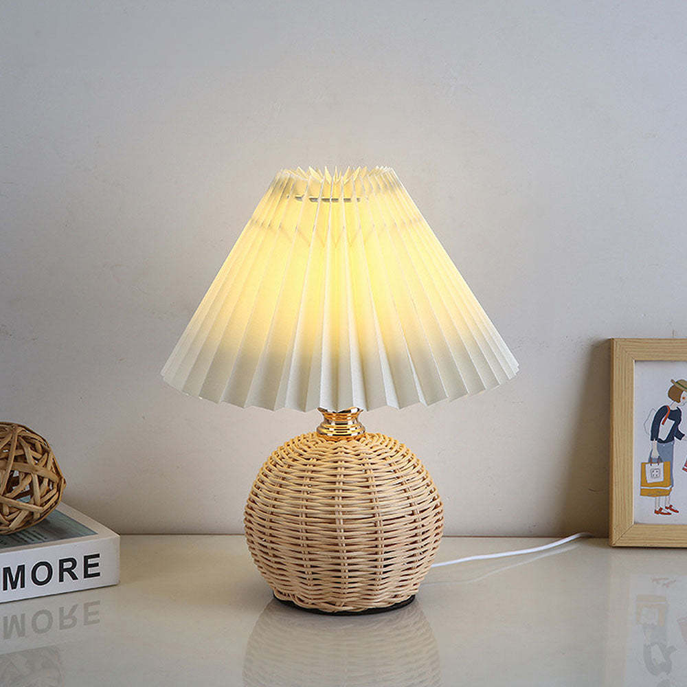 Modern Simple Bamboo Weaving  Bedroom Table Lamps
