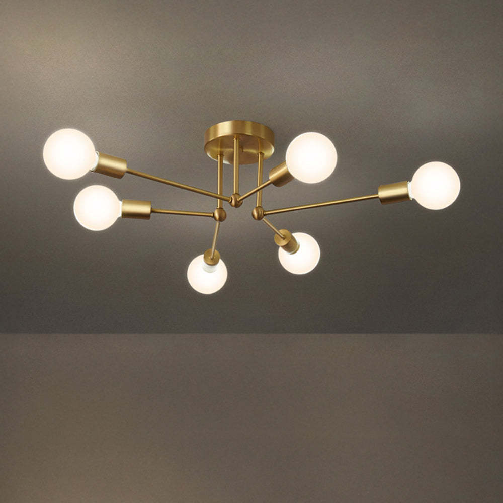Stylish Muti-Lights Contemporary Gold Iron Living Room Ceiling Lights