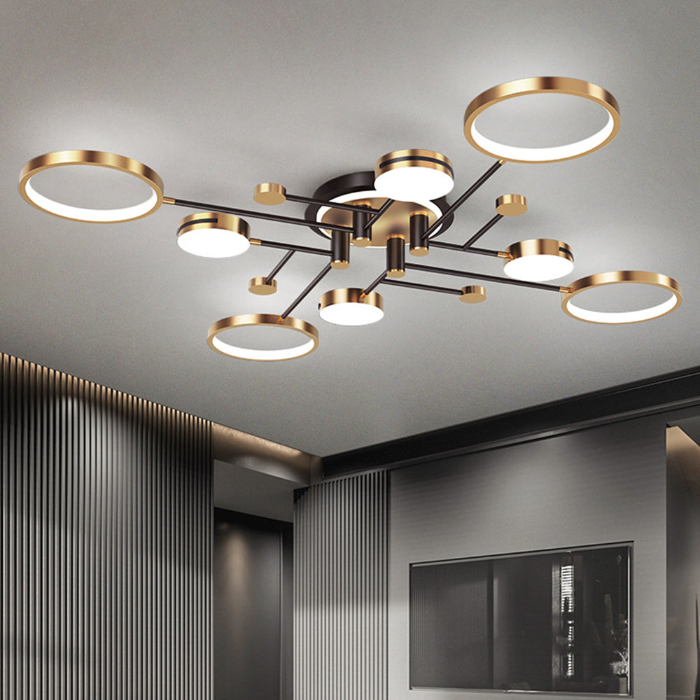 Luxury Rings Gold LED Ceiling Light For Bedroom
