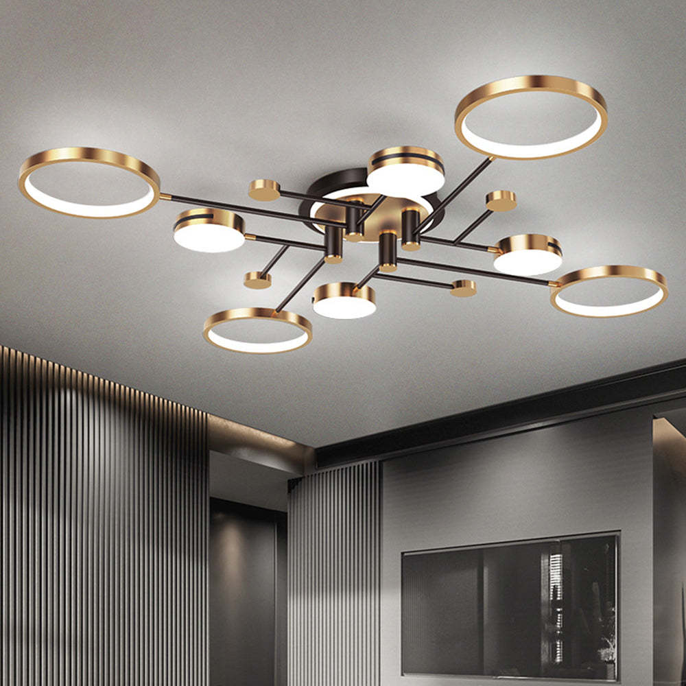 Luxury Rings Gold LED Ceiling Light For Bedroom
