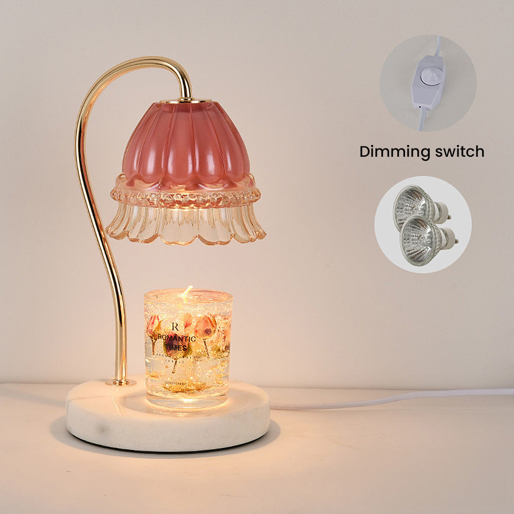 Creative Gold Glass Flower Shape Mini Candle Warmer Lamp