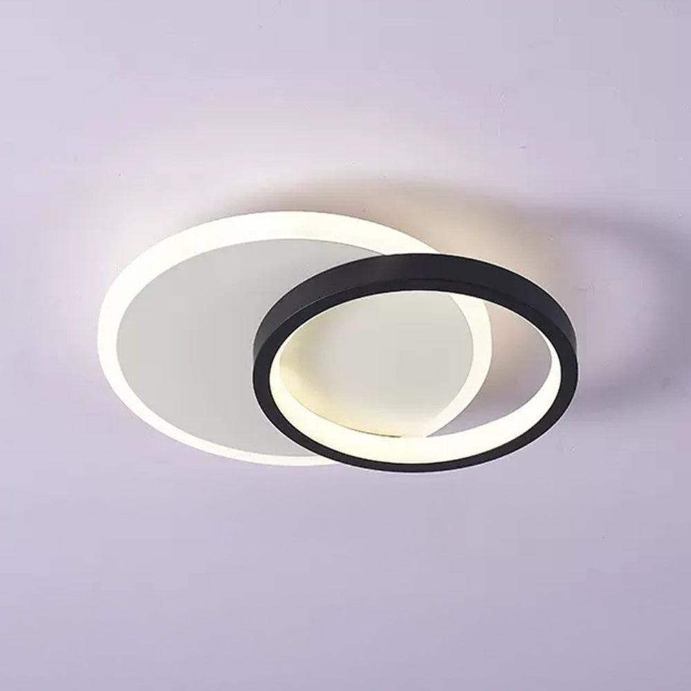 Contemporary Geometric Iron Black Flush LED Ceiling Lights For Bedroom