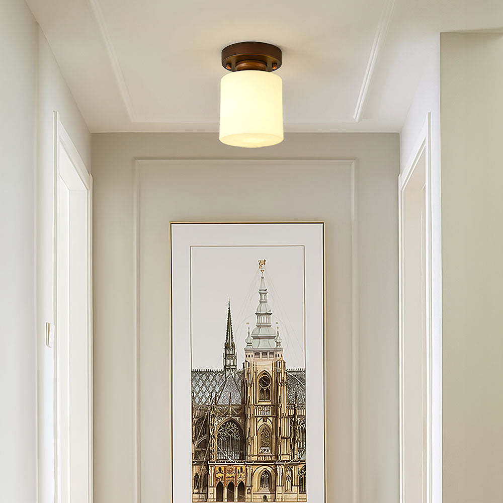 Simple Square White Semi-Flush Hallway Ceiling Light