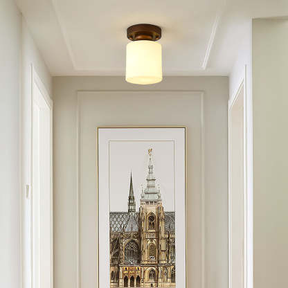 Simple Square White Semi-Flush Hallway Ceiling Light