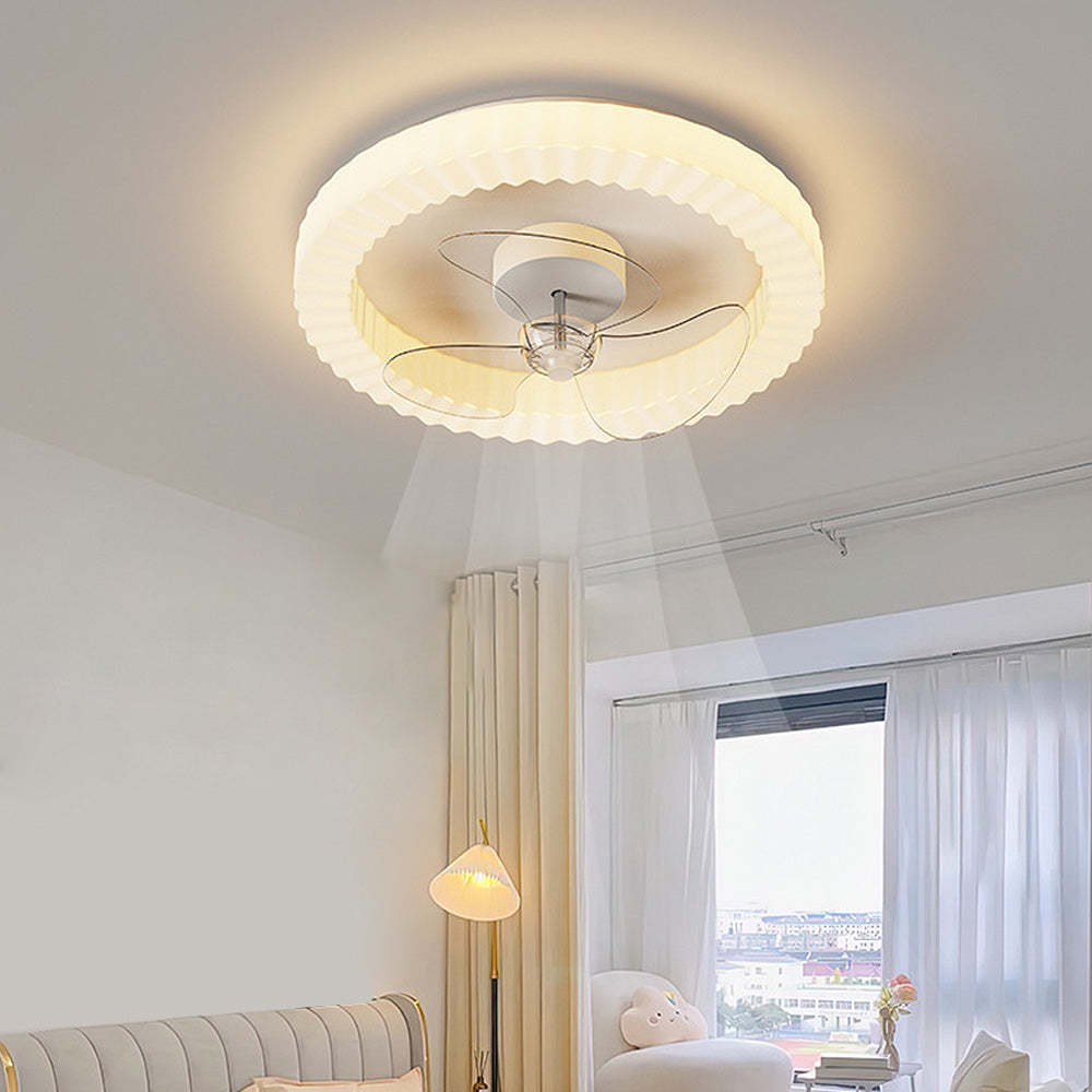 White Round Design Ceiling Fan With LED Lighting