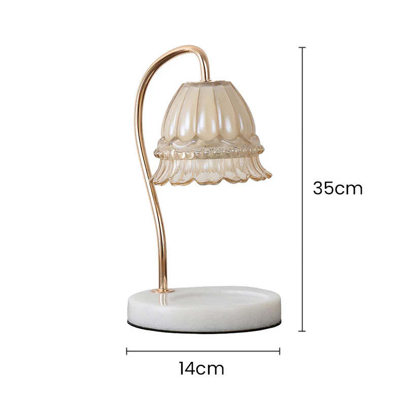 Creative Gold Glass Flower Shape Mini Candle Warmer Lamp