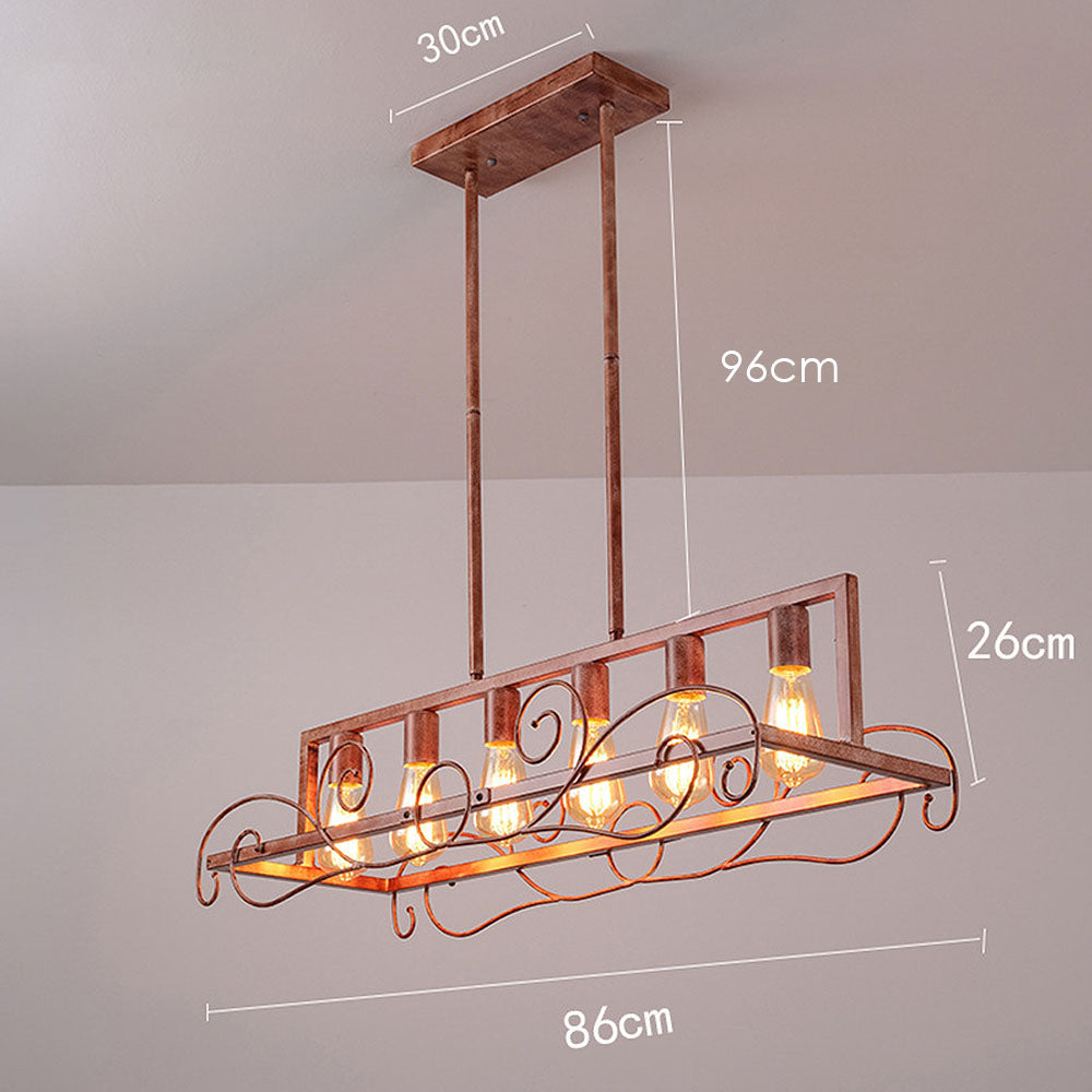6 Bulbs Brown Metal Kitchen Island Pendant Lights