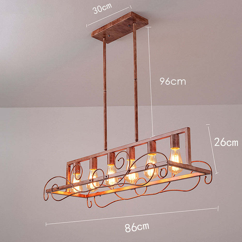 6 Bulbs Brown Metal Kitchen Island Pendant Lights