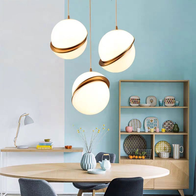 Modern White Misplaced Ball Pendant Light