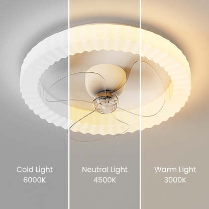 White Round Design Ceiling Fan With LED Lighting
