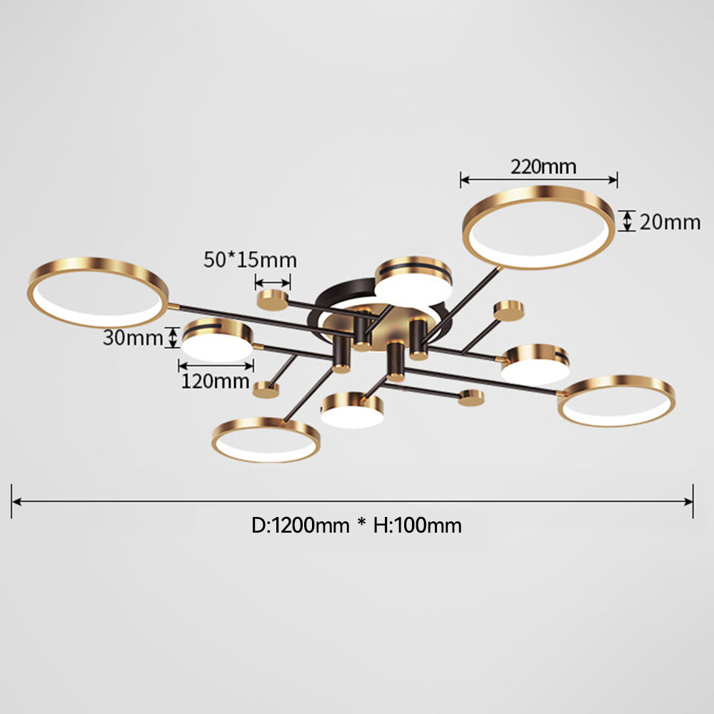 Luxury Rings Gold LED Ceiling Light For Bedroom