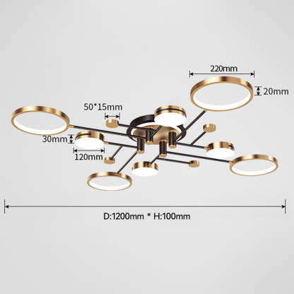 Luxury Rings Gold LED Ceiling Light For Bedroom