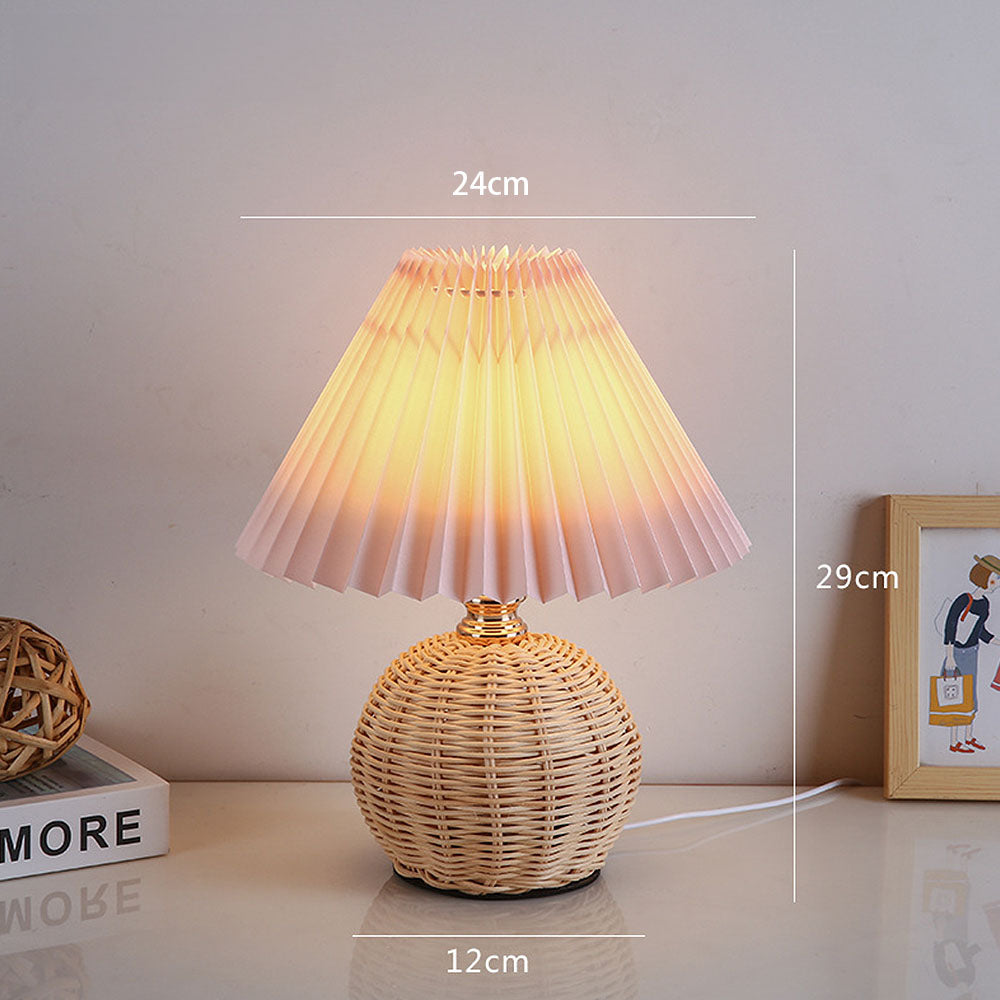 Modern Simple Bamboo Weaving  Bedroom Table Lamps