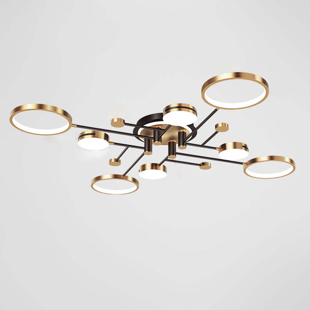 Luxury Rings Gold LED Ceiling Light For Bedroom