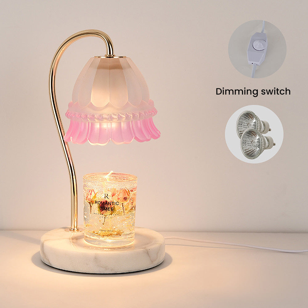 Creative Gold Glass Flower Shape Mini Candle Warmer Lamp