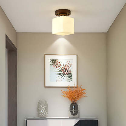 Simple Square White Semi-Flush Hallway Ceiling Light