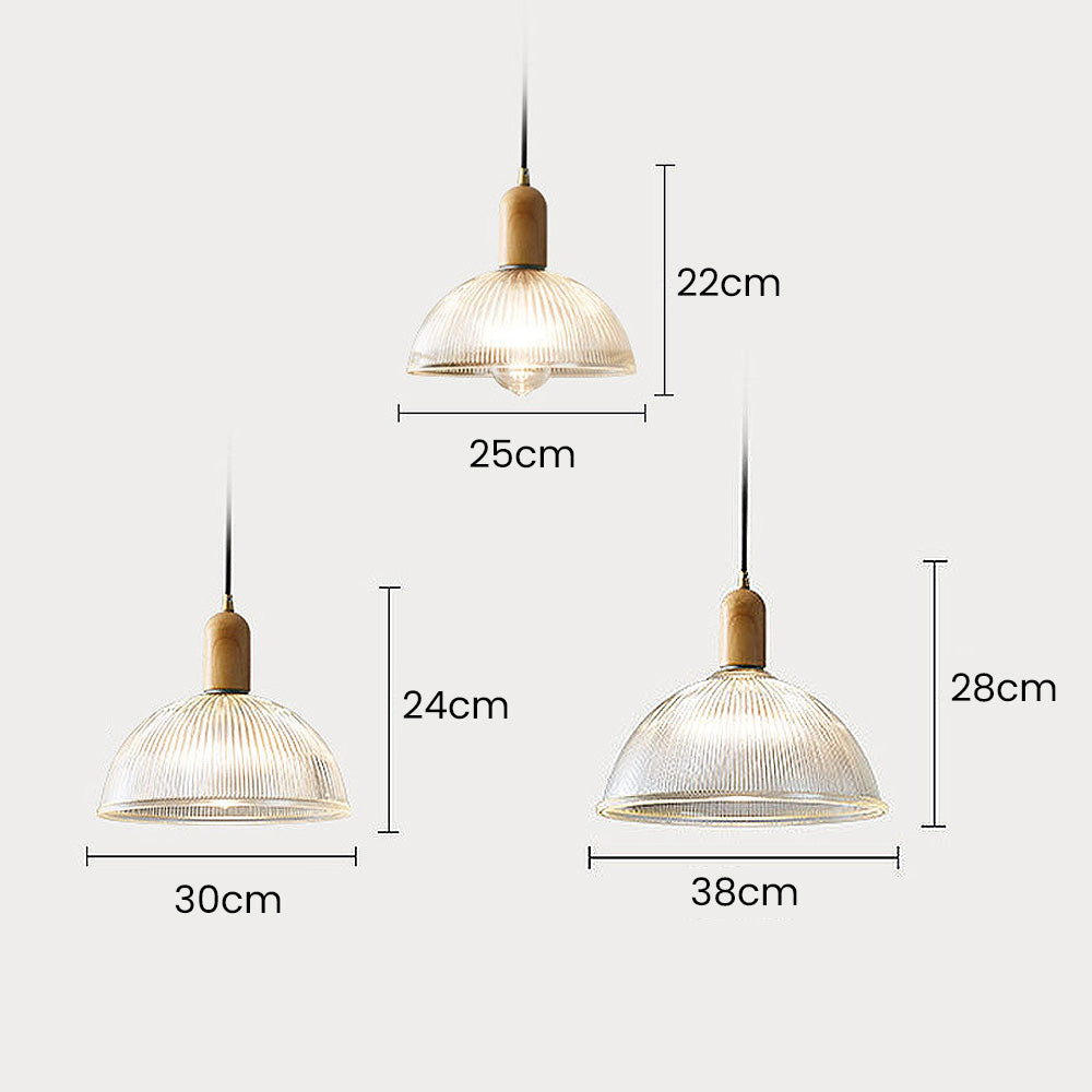 Simple Wood Living Room Clear Pendant Light