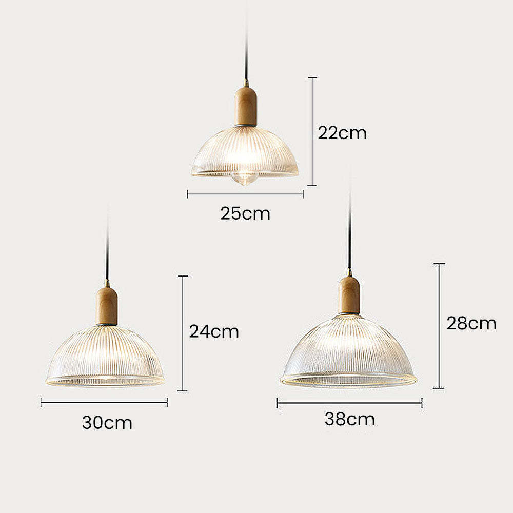 Simple Wood Living Room Clear Pendant Light