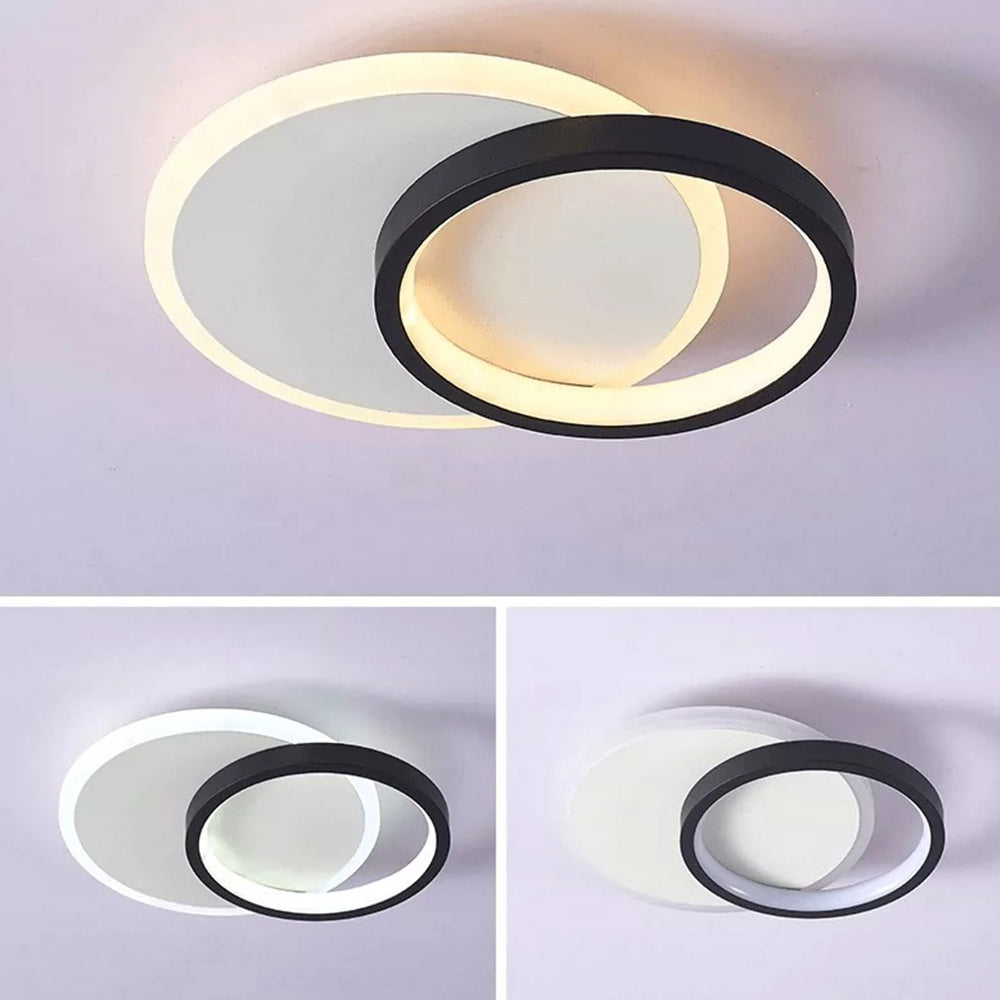 Contemporary Geometric Iron Black Flush LED Ceiling Lights For Bedroom