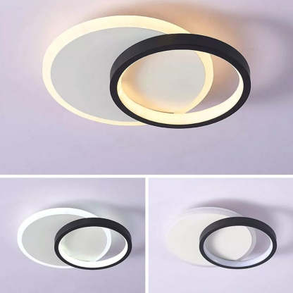 Contemporary Geometric Iron Black Flush LED Ceiling Lights For Bedroom