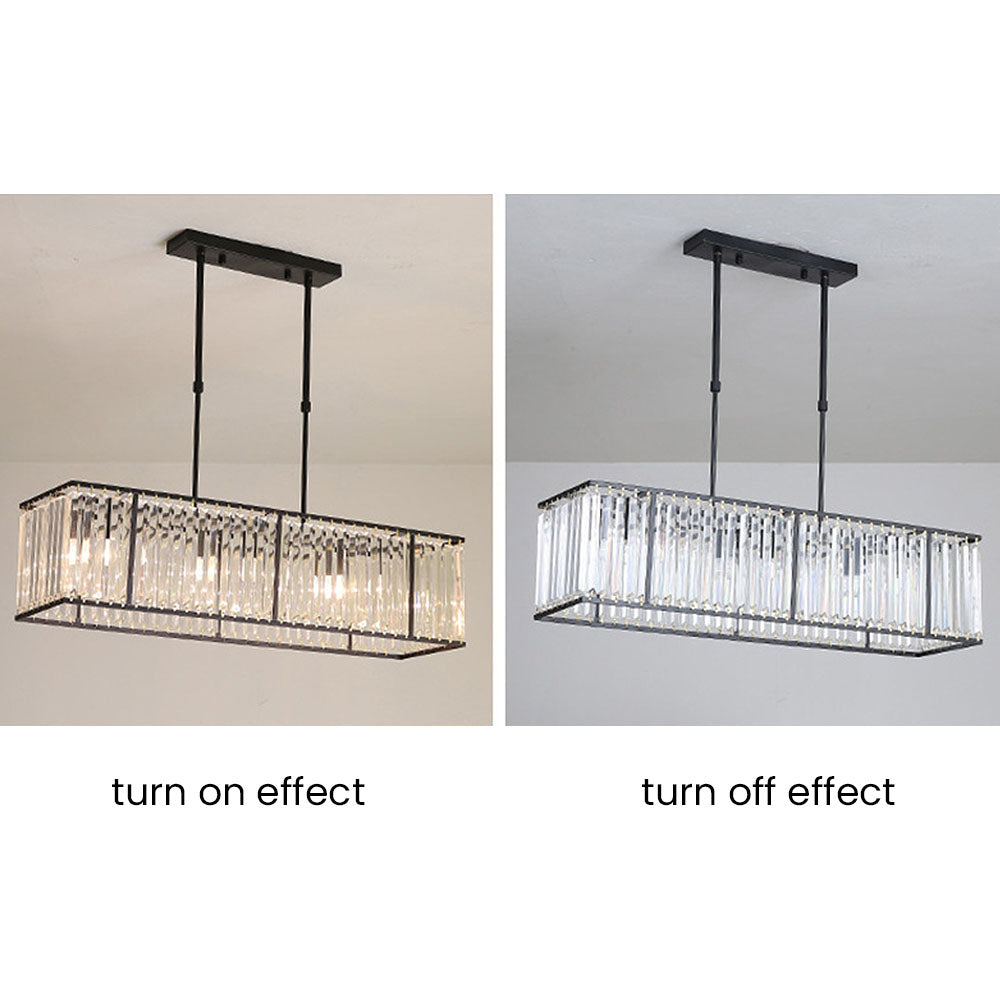 Nordic Square Crystal Island Lamps For Kitchen