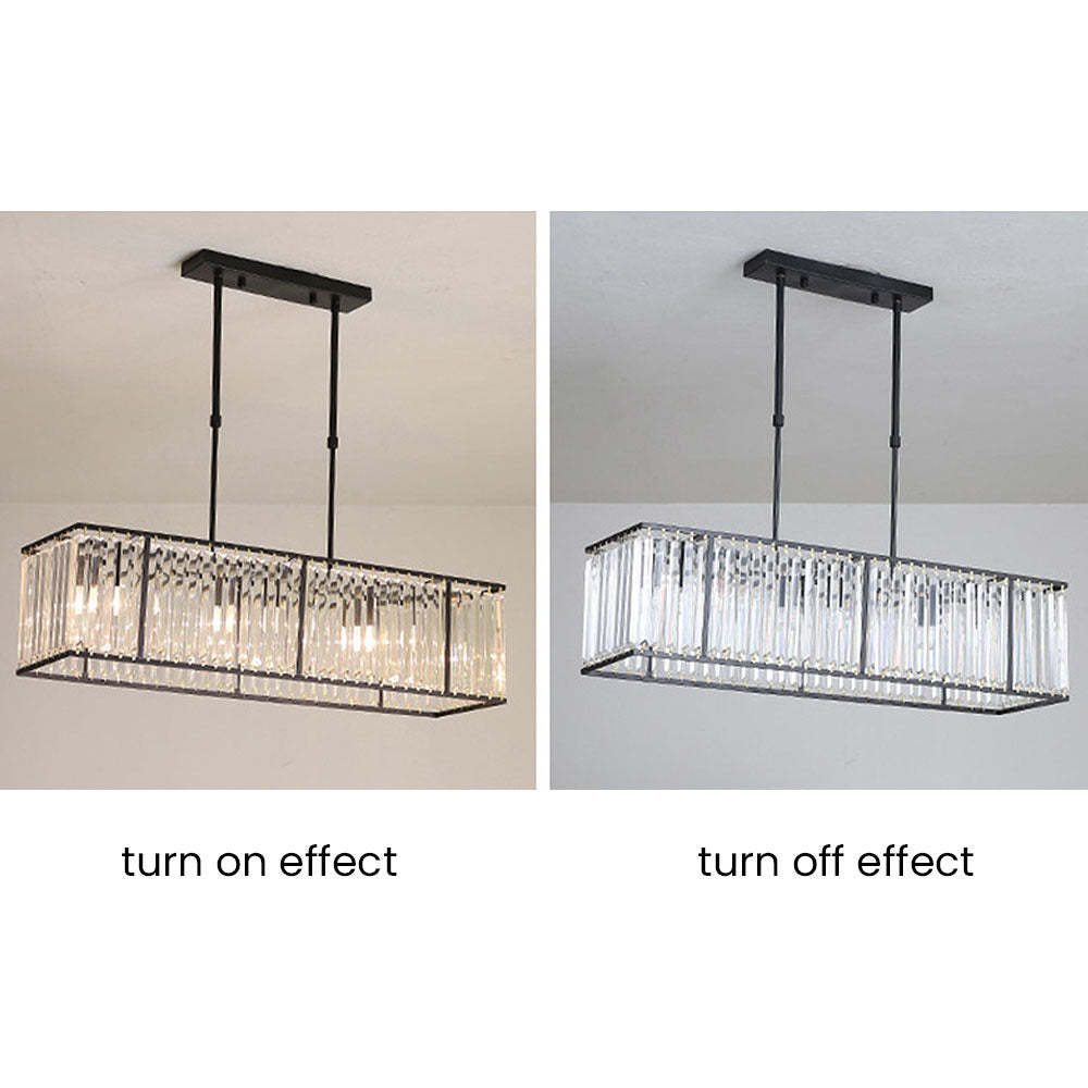 Nordic Square Crystal Island Lamps For Kitchen