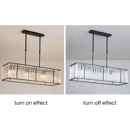 Nordic Square Crystal Island Lamps For Kitchen