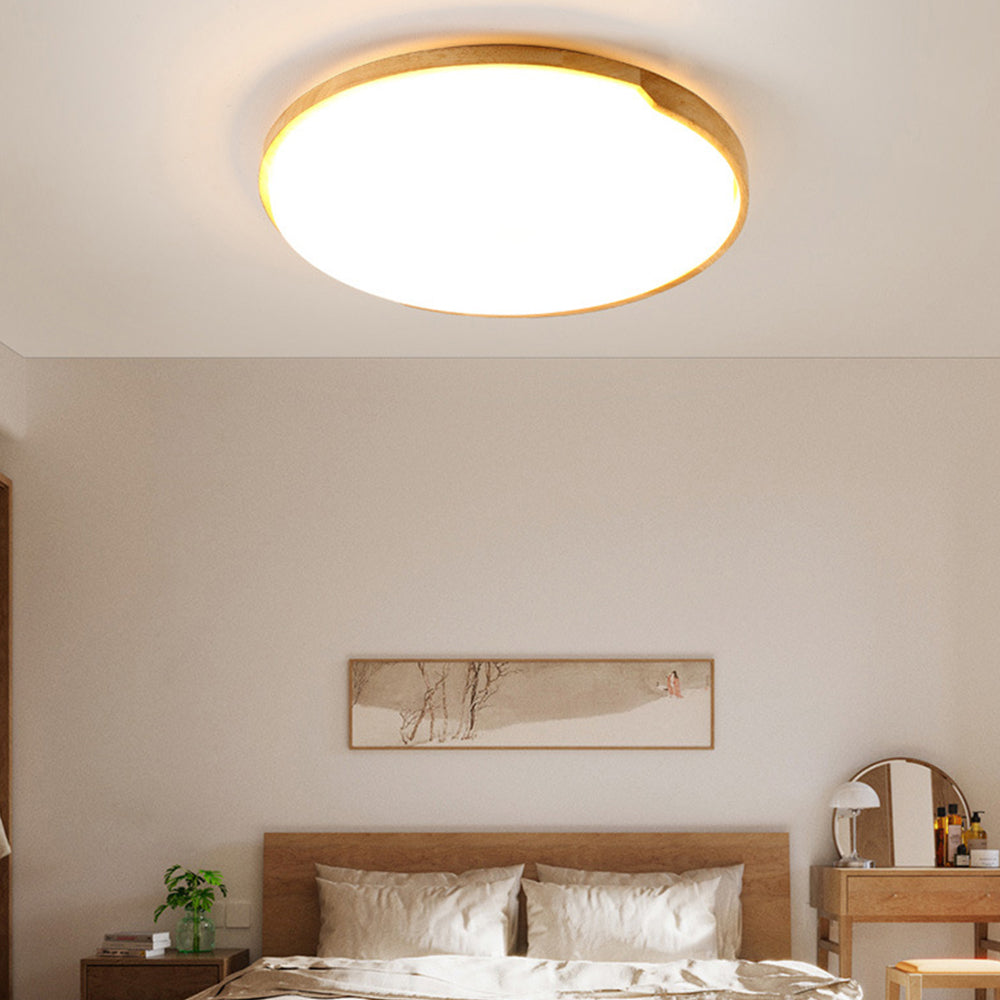 Classic Retro Wood And Acrylic LED Ceiling Light For Living Room