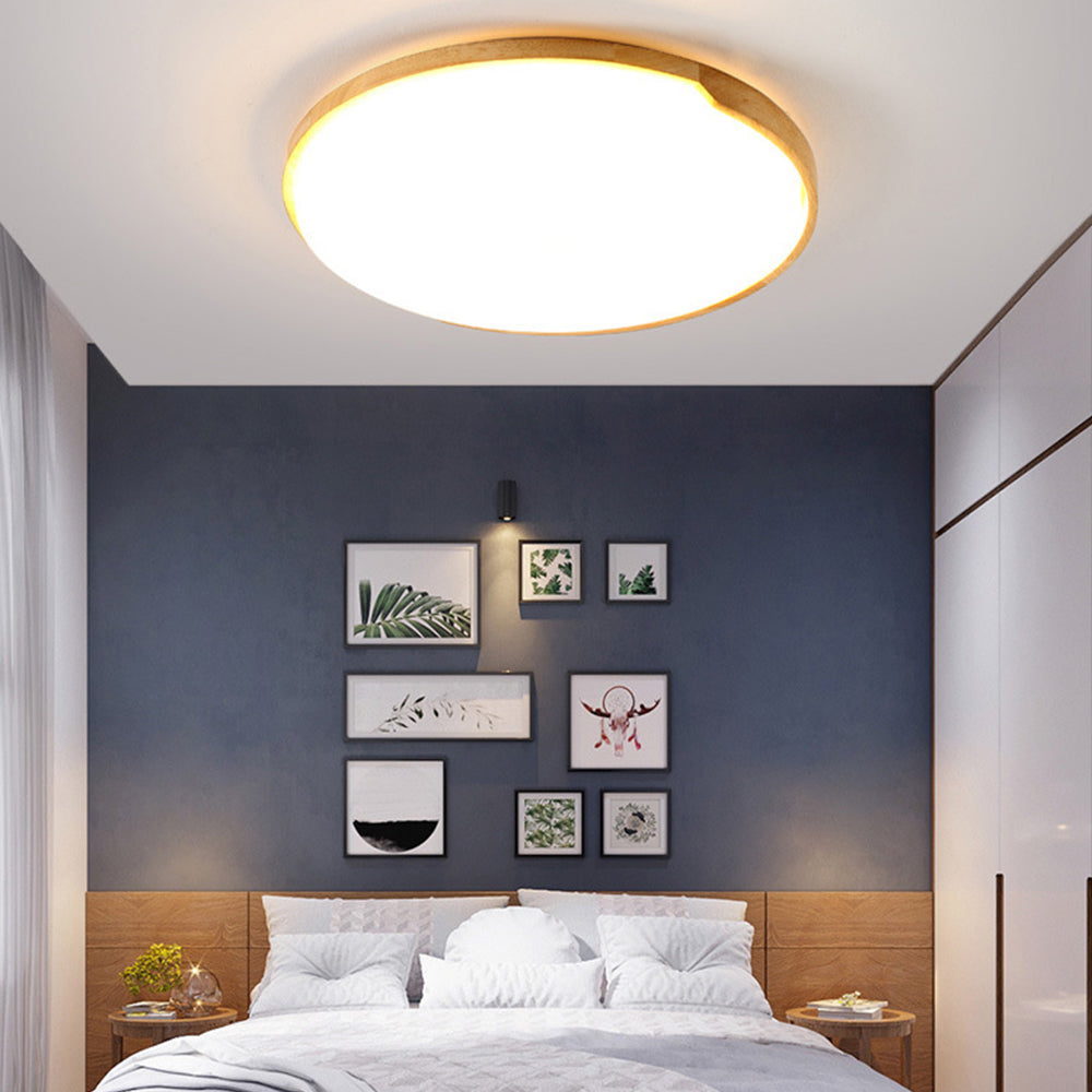 Classic Retro Wood And Acrylic LED Ceiling Light For Living Room