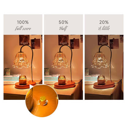 Vintage Mini Glass Flower Shape Wood Candle Warmer Light