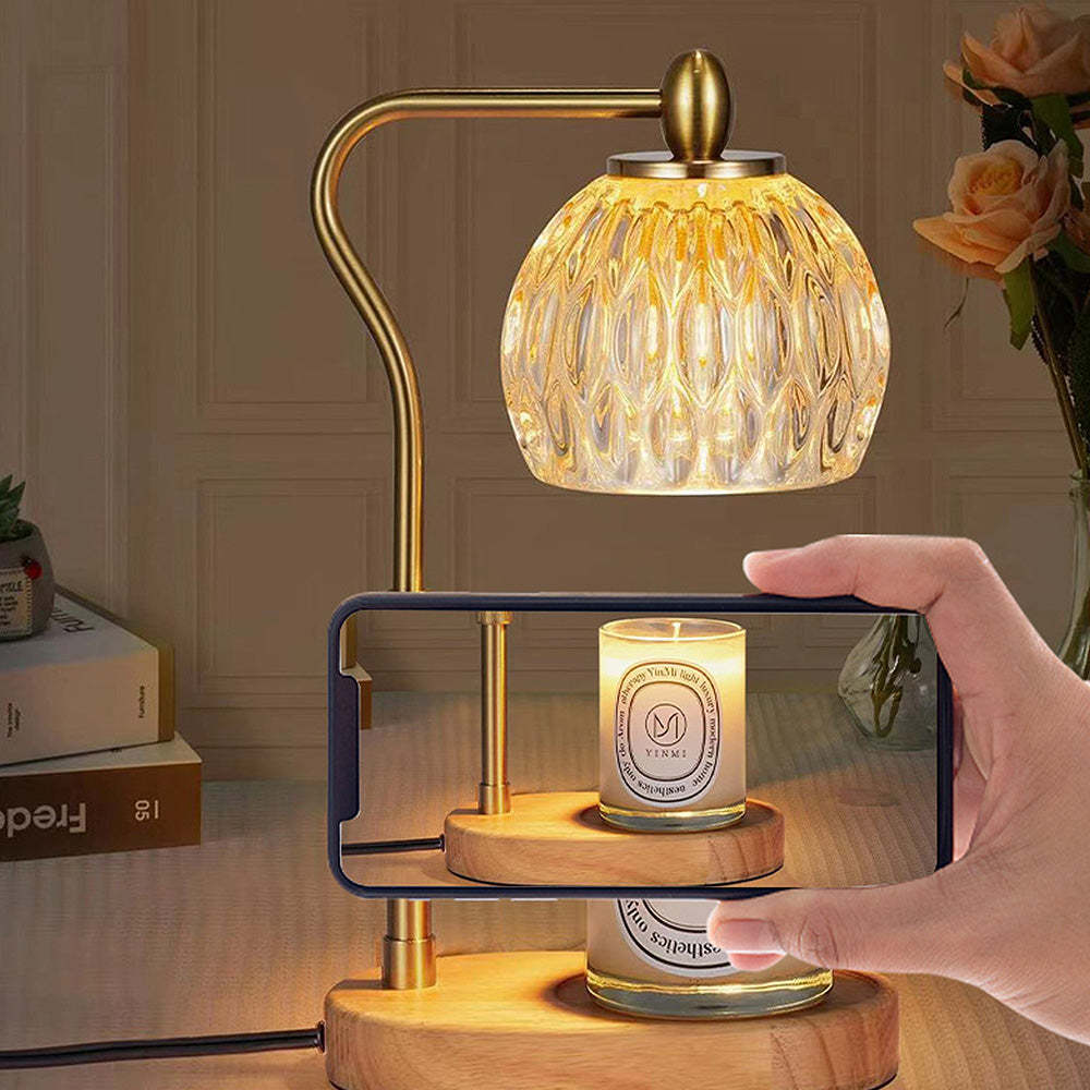 Contemporary Simple Glass Gold Bedroom Candle Warmer Light