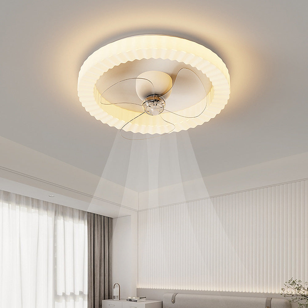White Round Design Ceiling Fan With LED Lighting