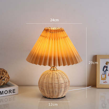 Modern Simple Bamboo Weaving  Bedroom Table Lamps