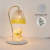 Homdiy Table Lamps Creative Gold Glass Flower Shape Mini Candle Warmer Light