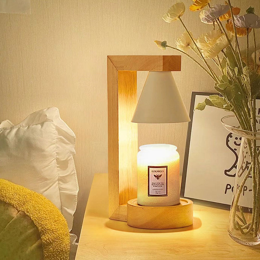 Simple Wood Bedroom Candle Warmer Lamp