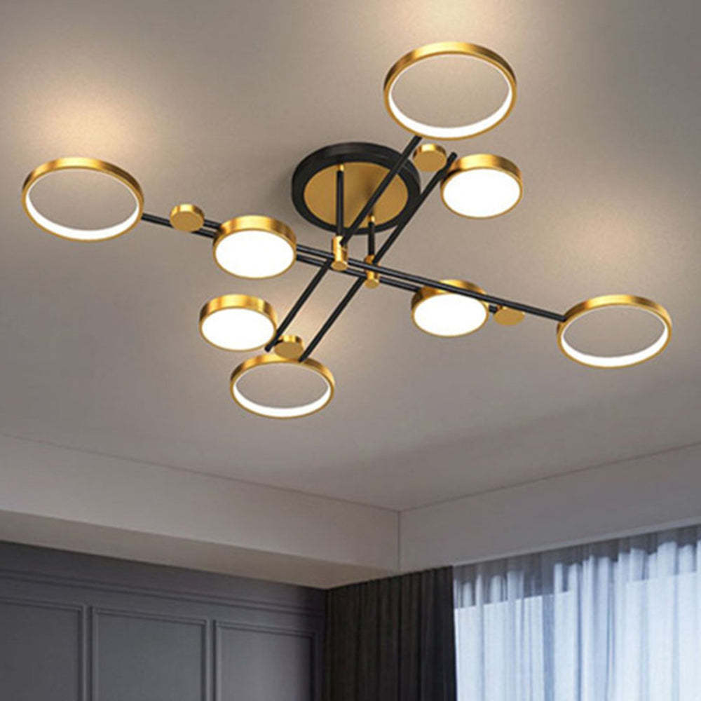 Circular Gold And Black LED Living Room Ceiling Light