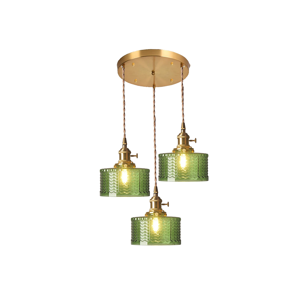 Retro Short Cylinder Wavy Glass Pendant Light -Homdiy