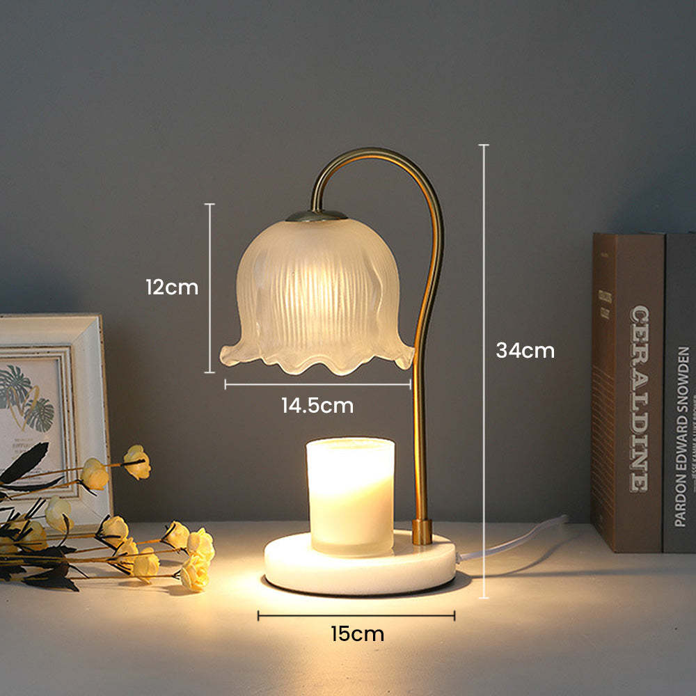 Modern White Flower Shape Glass Mini Candle Warmer Lamp