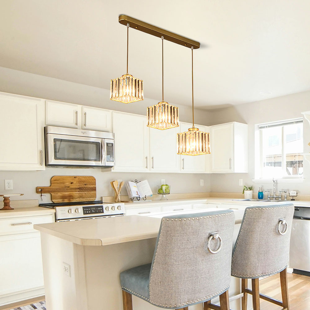 Modern Multi-Head Crystal Kitchen Island Lamps