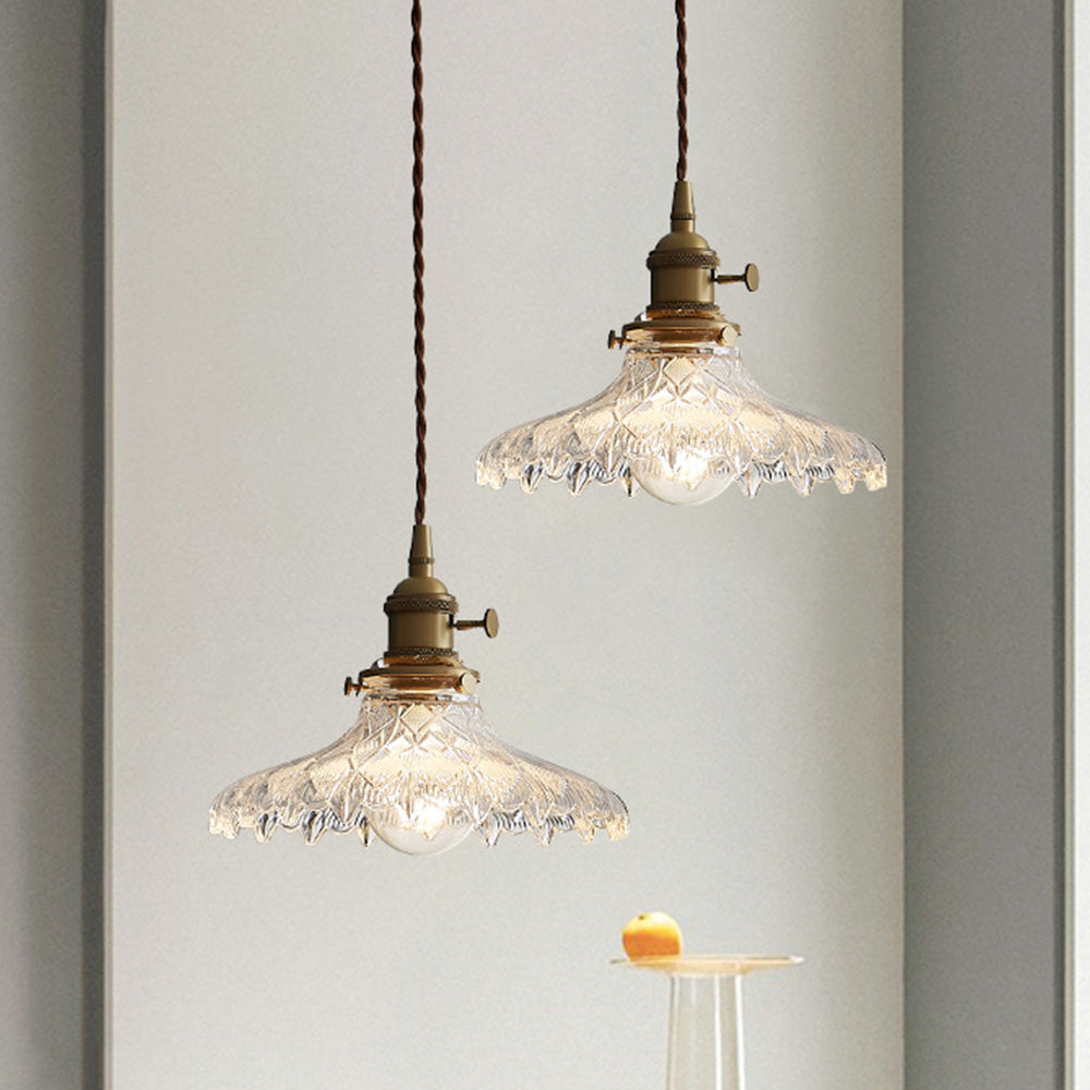 Vintage Glass Transparent Pendant Lighting For Bedroom