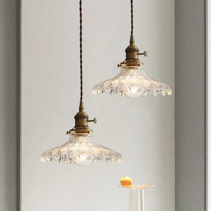 Vintage Glass Transparent Pendant Lighting For Bedroom
