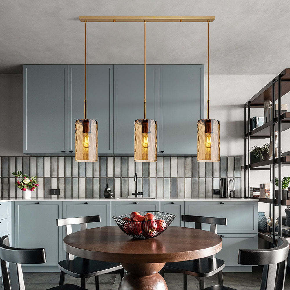 Modern Glass Clear Amber Pendant Light For Kitchen Island