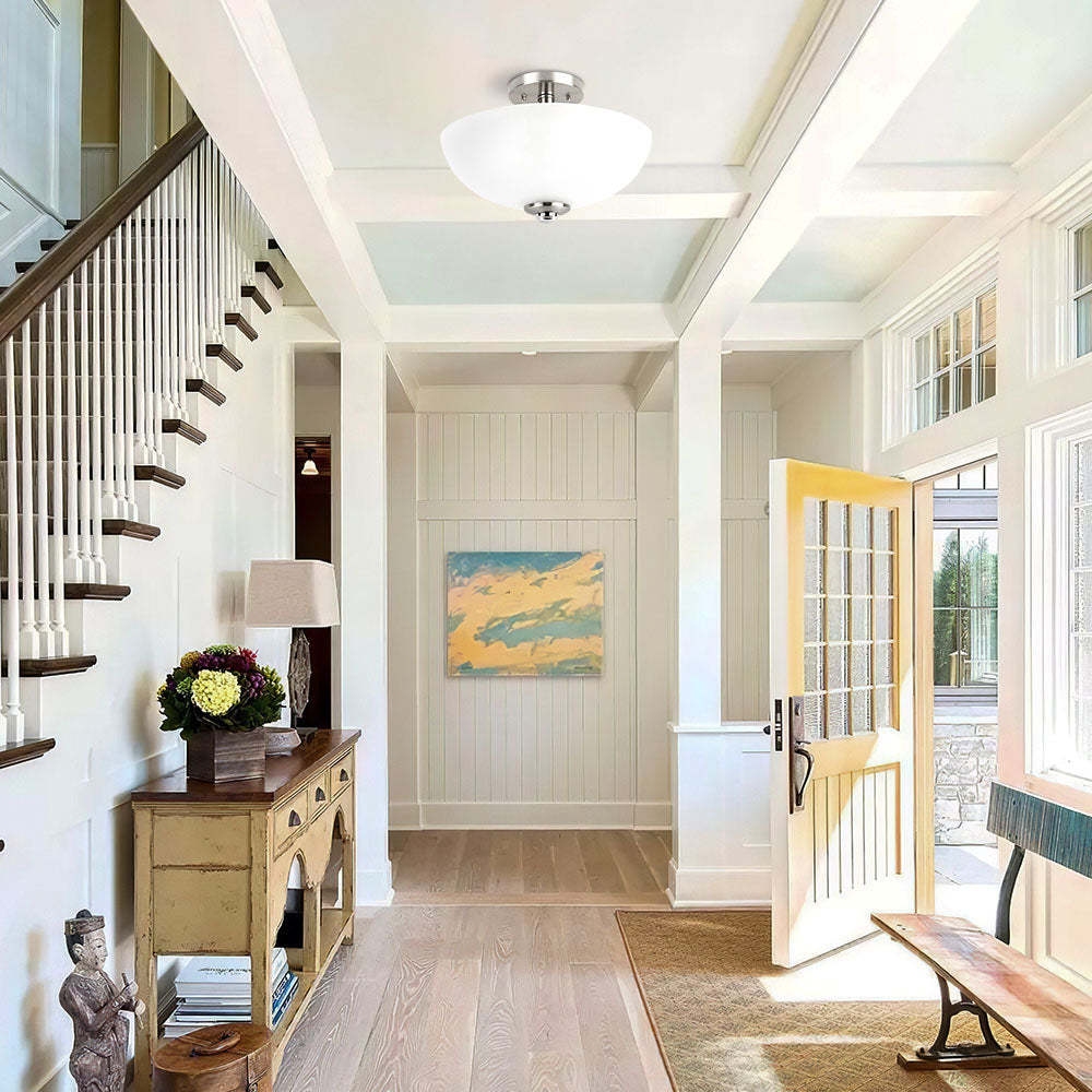 Glass Semi-Flush Round Hallway Ceiling Lights