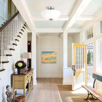 Glass Semi-Flush Round Hallway Ceiling Lights