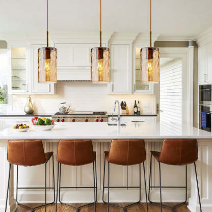 Modern Glass Clear Amber Pendant Light For Kitchen Island