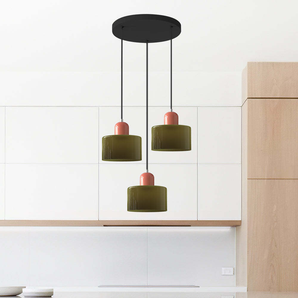 Contemporary 3-Heads Glass Pendant Light For Kitchen