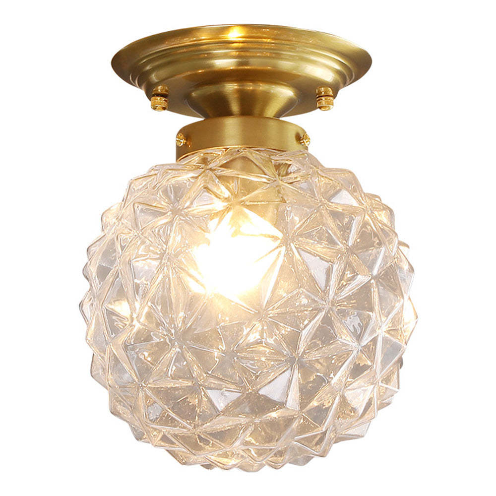 Contemporary Clear Glass Hallway Semi-Flush Ceiling Light