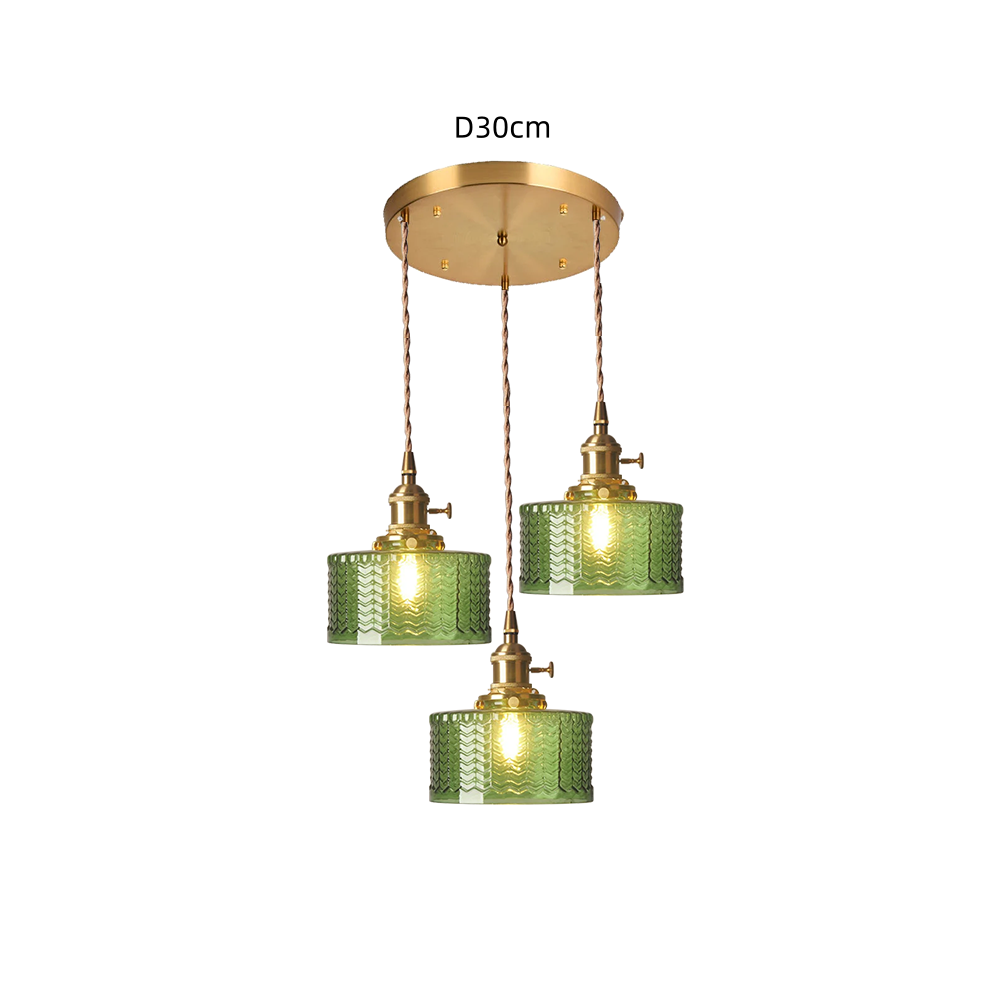 Retro Short Cylinder Wavy Glass Pendant Light -Homdiy